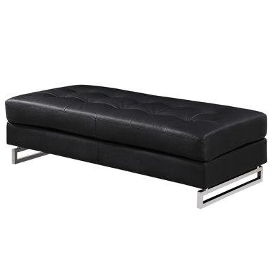 Cuir noir avec pieds et base en bois massif, version surdimensionnée en bois cubique, aspect