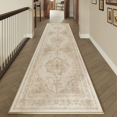 Elaine Machine Washable Oriental Area Rug with Non-Slip Backing