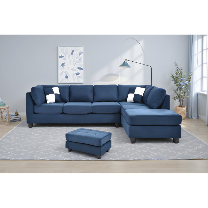 Canapé modulaire avec repose-pieds Radwa, Marine