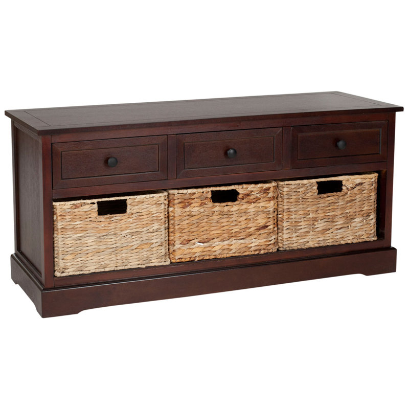 Banc de rangement 3 tiroirs Aneiyah Hern, Cerisier foncé