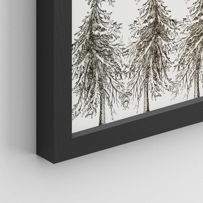 Sarcelle, aquarelle, pin, forêt, paysages, nature, désert, illustration, décor, rustique, Noir, H 16 po x l 12 po