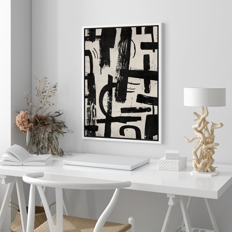 Reproduction d'art sur toile encadrée noir et blanc, H 36 po x l 24 po, Blanc
