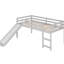 Lit mezzanine simple avec glissade, bois massif gris, stable et durable