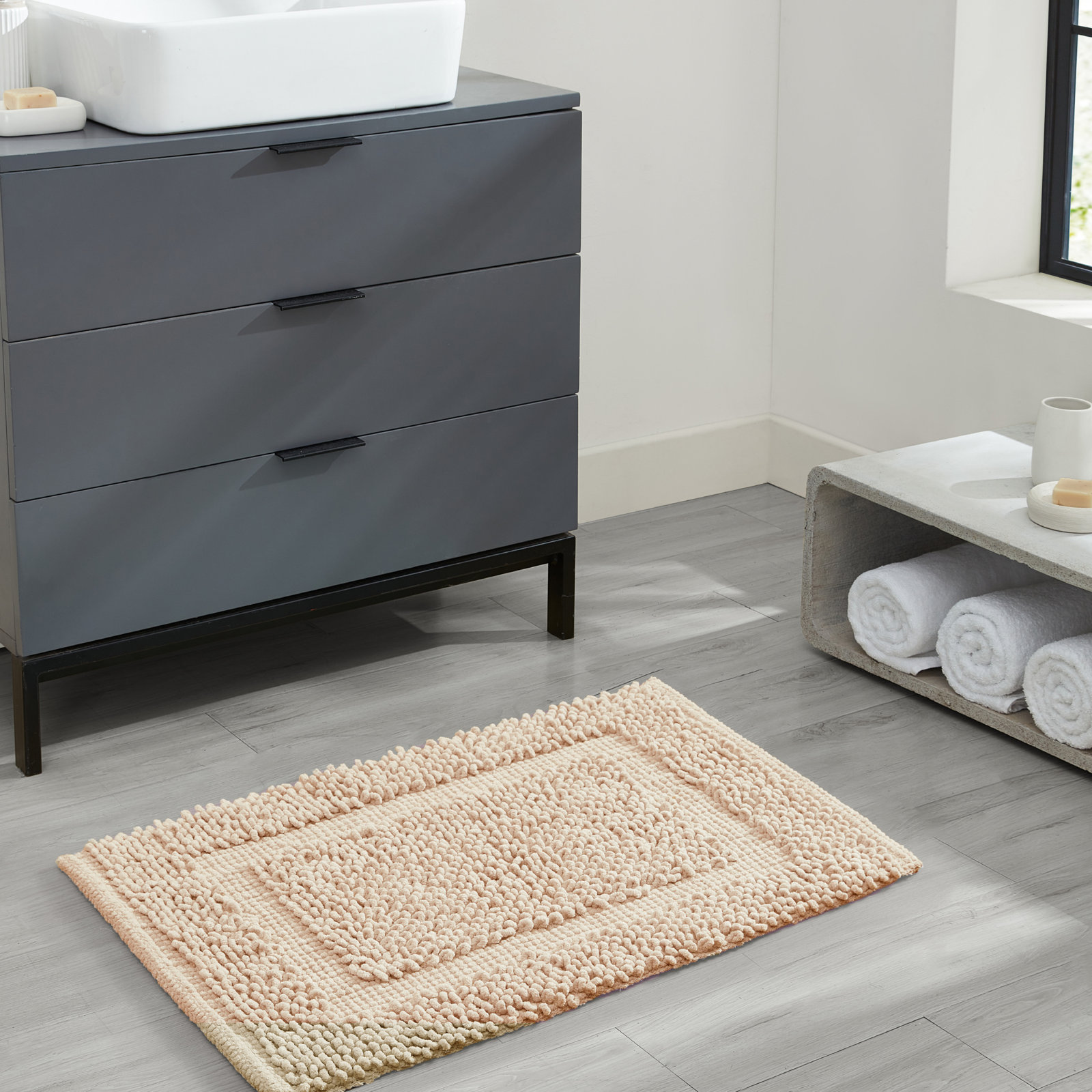 Payten Cotton Bath Mat, Single - 17"W x 24"L, Ivory