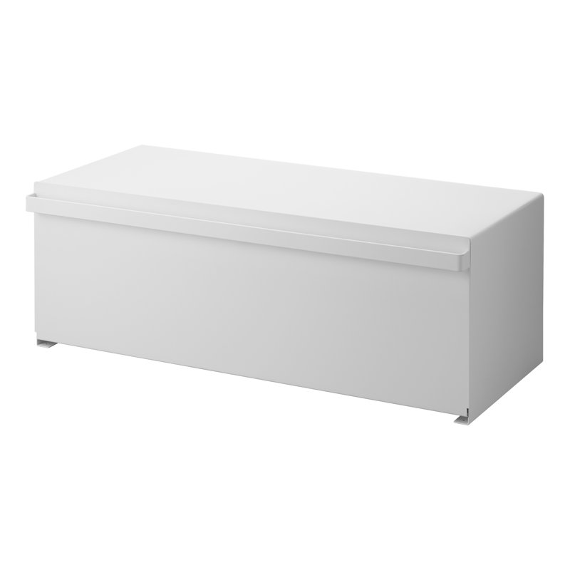 Wide White Steel Bread Box with Magnetic Door
