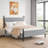 Full Size Upholstered Bed Frame with Velvet Headboard, Soft Corduroy Fabric Platform with Wooden Slats Support & Heavy Duty Feet, No Box Spring Needed, Noise Free, Easy Assembly, Grey-171487494-171487489
