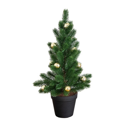 18in. Artificial Christmas Tree with Gold Ornaments