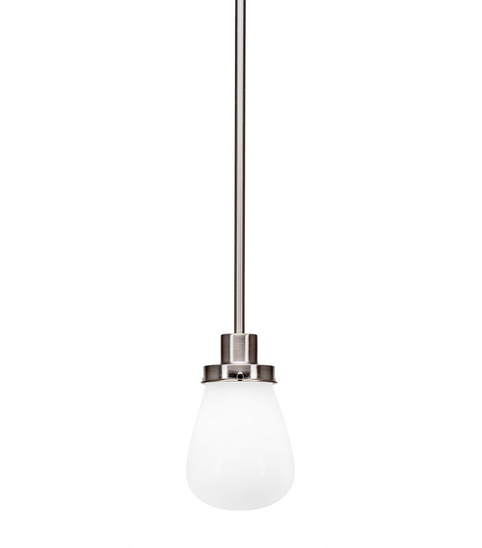 Mini-luminaire suspendu suspendu Elwell au fini nickel brossé avec verre blanc de 5 po