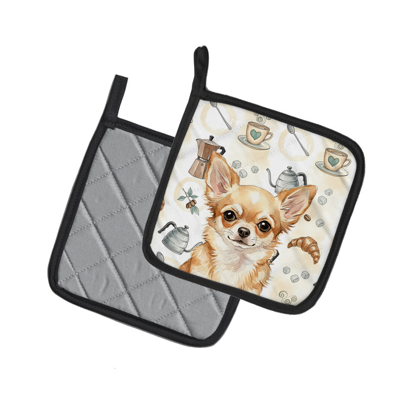 Paire de porte-cafetières fauve Chihuahua