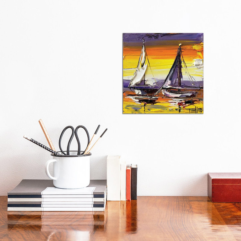 Tangerine Sunset 1 Piece Wrapped Canvas Painting, 30.48 cm H x 30.48 cm W