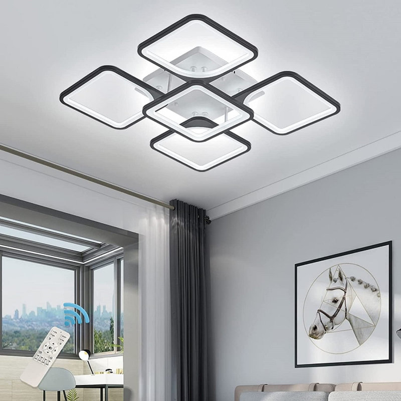 Plafonnier moderne à DEL Suruchi, 5 lumières à intensité variable avec télécommande, éclairage encastré en métal pour salon
