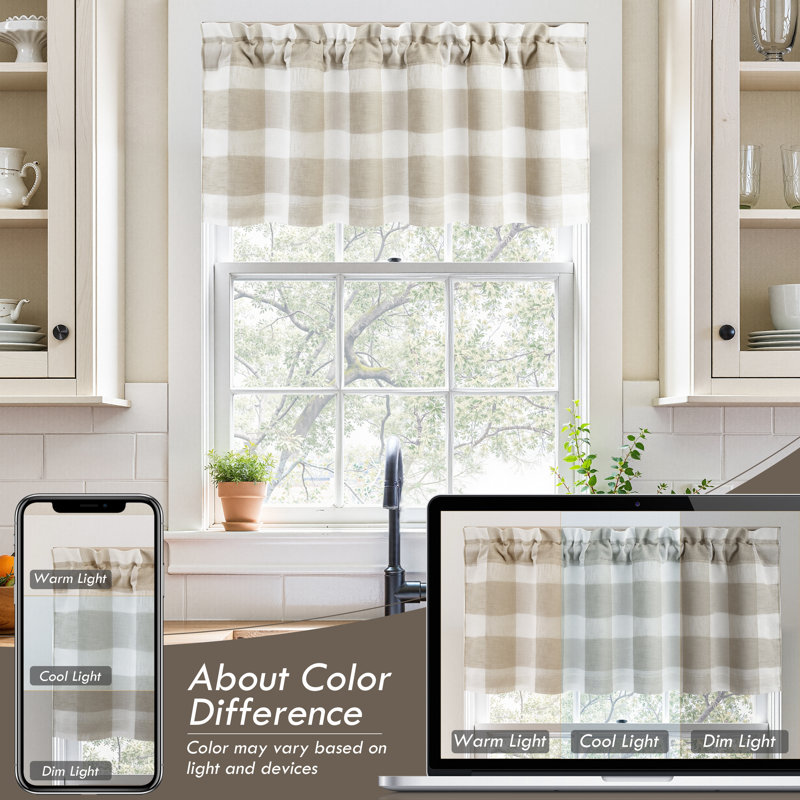Adamari Lined Valances for Windows Buffalo Check Curtain Window Valances Woven Plaid Blackout Thermal Insulated for Kitchen, Living Room 1 Pack