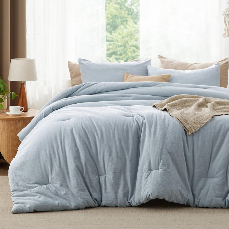 Best Seller Bedsure Cotton Fabric With Microfiber Inner Fill Comforter Set, 143TC, King Comforter with 2 Pillowcases