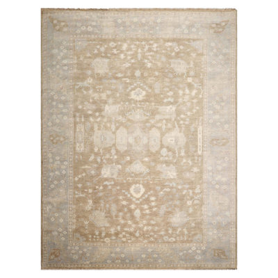 Tapis noué à la main multicolore en laine délavée Oushak