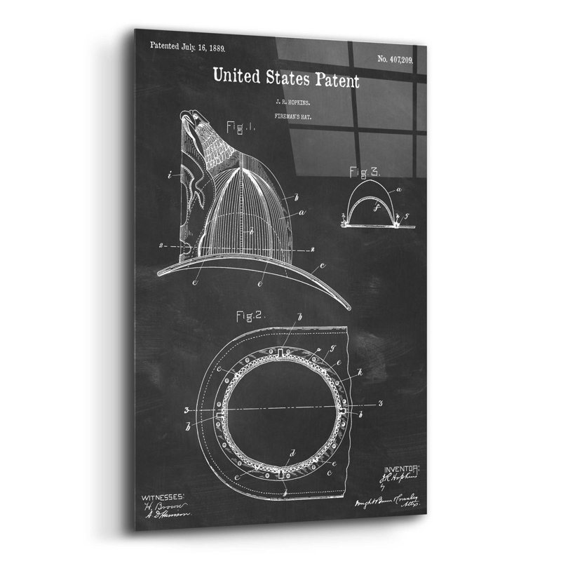 «Fireman's Hat Blueprint Vernis», impression sans cadre, H 16 po x l 12 po x P 0,13 po