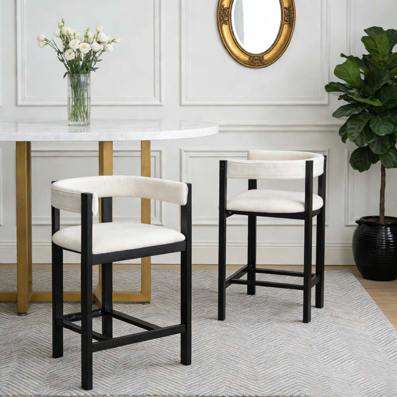 TABOURET DE COMPTOIR, Beige + noir