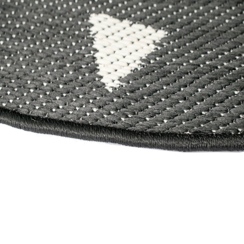 Fallston Machine Woven Black/Ivory Rug, Round 160cm