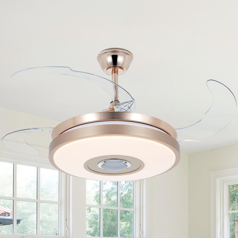 42.1" Modern Ceiling Fan With Light, Bluetooth Speaker, Colorful Changing, Remote & App Control, Mute Motor