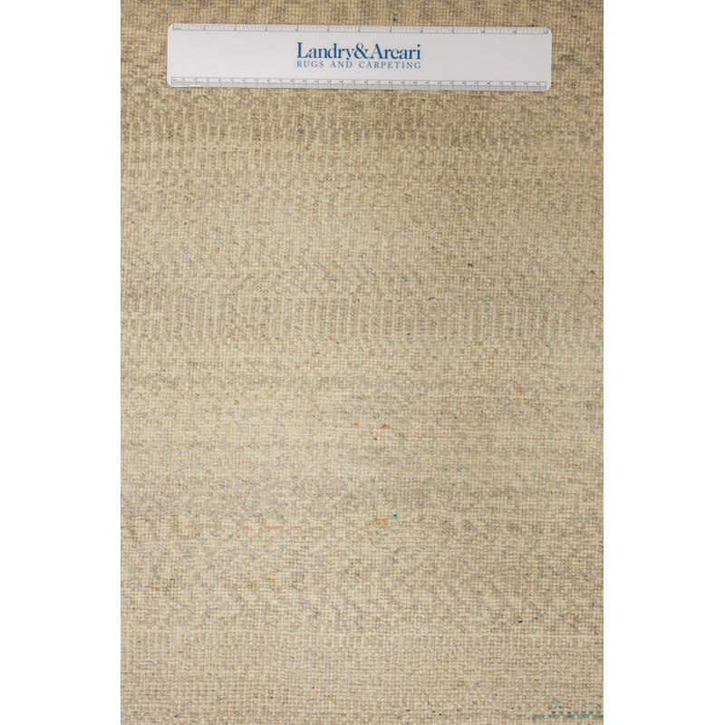 New Indian Illusion Modern Wool And Silk On Cotton 9Ft1inx12ft Silver