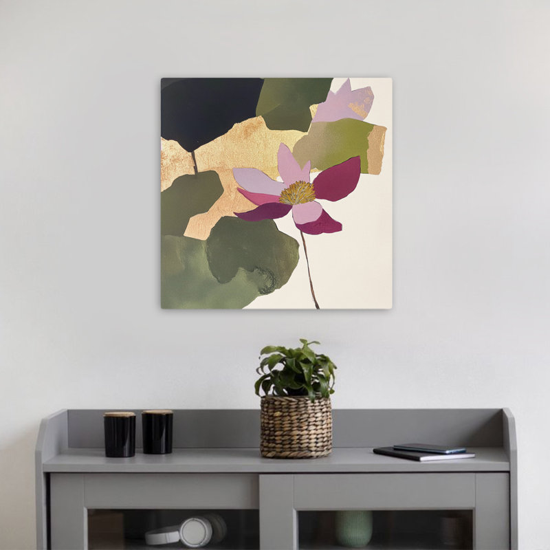 (Zs188-A) Fleur en rose Ii minimaliste; Art moderne géométrique abstrait moderne, H 18 po x l 18 po