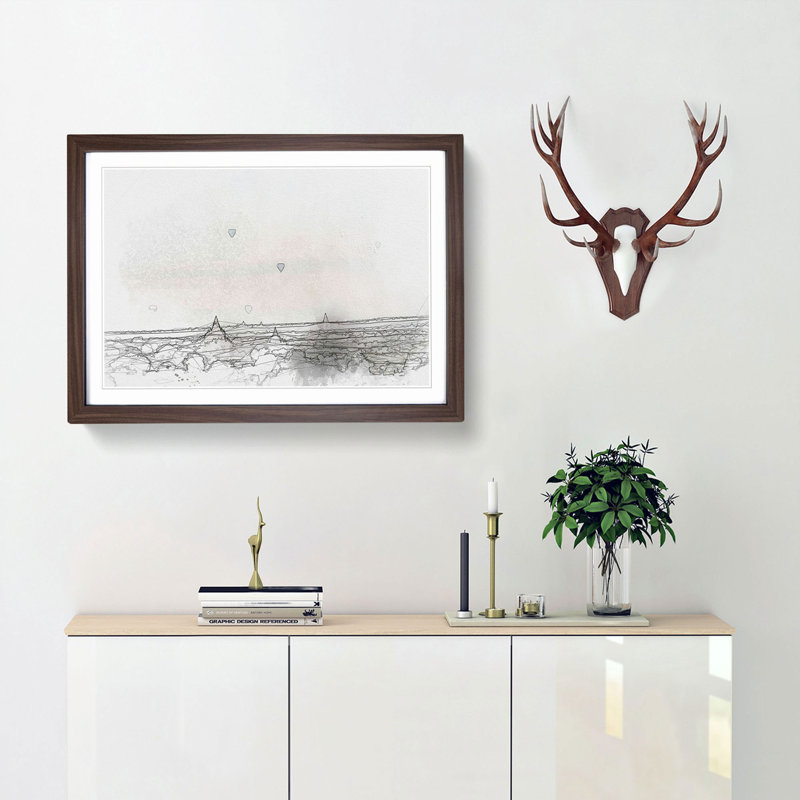 Hot Air Balloons over Myanmar in Abstract - Picture Frame Graphic Art Print, 62cm H x 87cm W x 2cm D, Walnut Framed