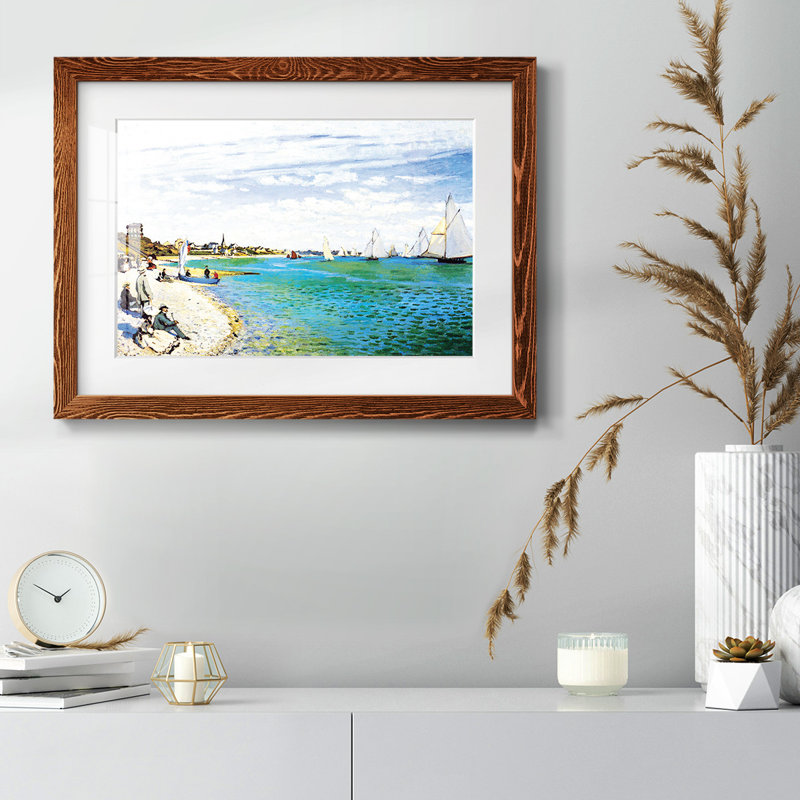 «Regatta at Saint Adresse» par Claude Monet - reproduction d'un seul cadre, Érable, H 28 po x l 42 po