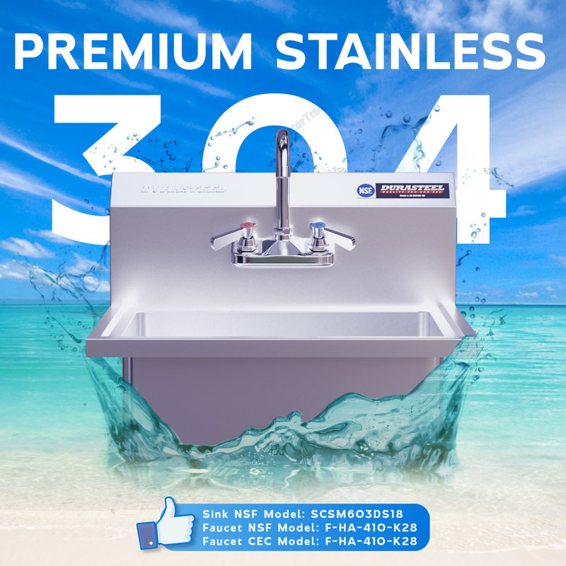 Stainless Steel Wall Mounted Handwash Station with Chrome Faucet