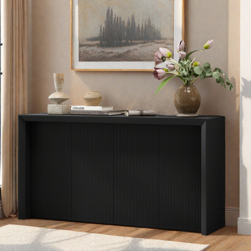 Console avec lignes simples et panneau arrière, Noir