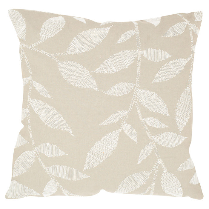 Embroidered Feather Reversible Throw Pillow, 18" H x 18" W x 2.5" D