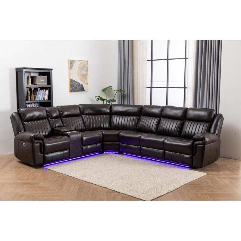 Ronae 100" W Upholstered Reclining Sectional , Brown 