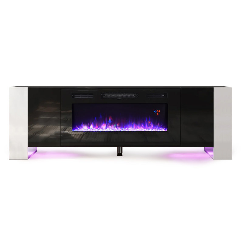 Metro Lane 178cm W Electric Fireplace with 5120 BTU, White/Black