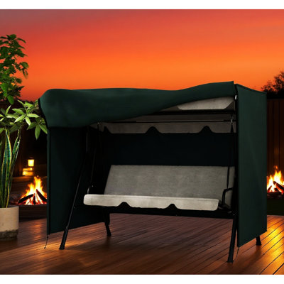 Housse de chaise de balançoire d'extérieur - Tissu foncé, respirant, cordon de serrage pour serrer, grande fermeture à glissière facile à utiliser, pliable et compacte, l 80,75 po x l 48,75 po x H 64,5 po Protège les chaises de patio, protection, respirant