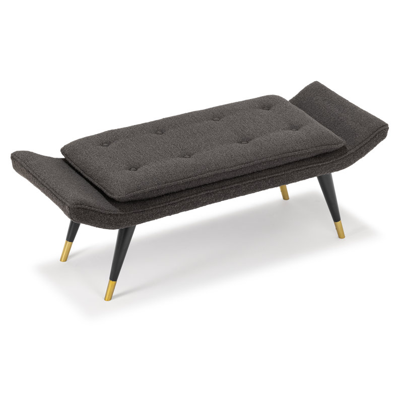 Polyester Blend Upholstered Bench, Gray