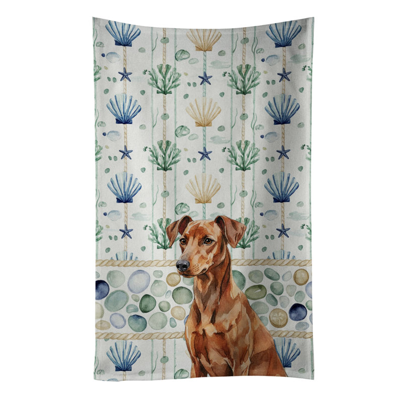 Serviette de cuisine rouge en verre de mer Pinscher, Pinscher allemand rouge