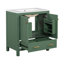 Meuble-lavabo vert de 30 po avec lavabo simple, lavabo sous le comptoir, armoire de rangement pour la salle de bain avec 2 portes et un tiroir, fermeture en douceur, rangement multifonctionnel (WF324043)