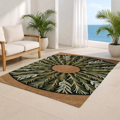 Tapis d'intérieur et d'extérieur brun Botanical