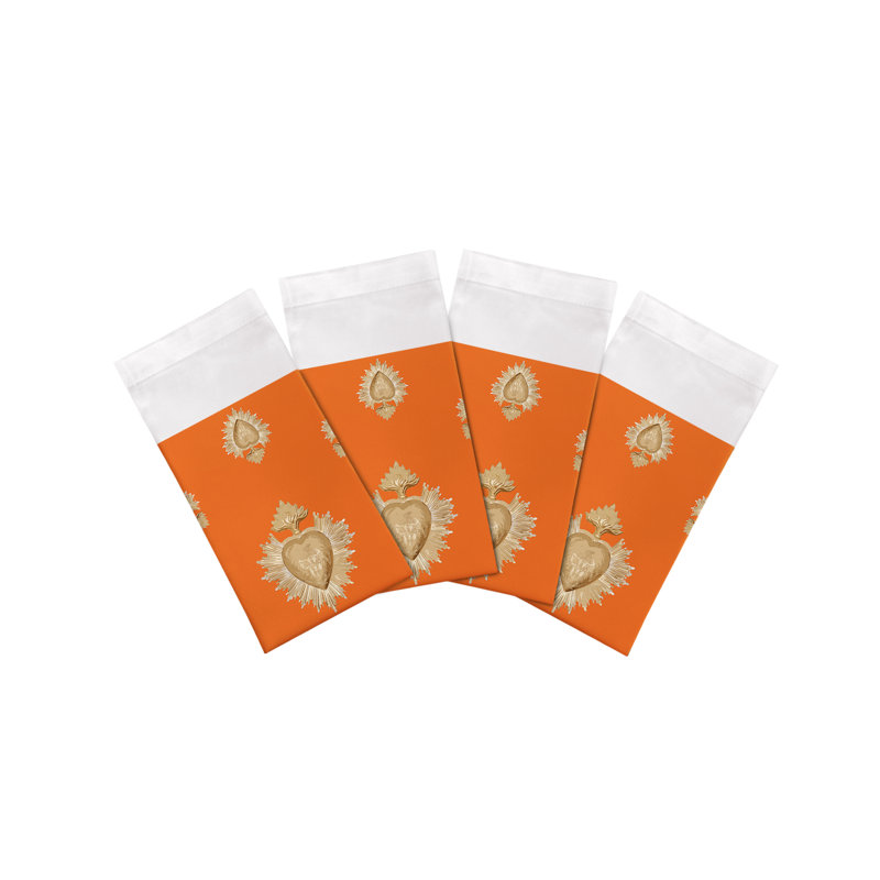 Serviettes de table en coton ex voté, Orange
