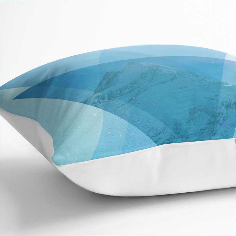 Mountain Triangles Blue Square Throw Cushion, White, 40cm H x 40cm W x 15cm D