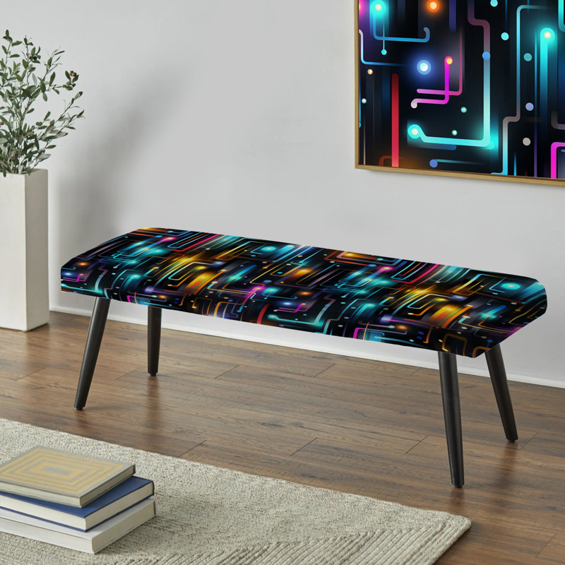Neon Futuristic Cubic Mirage - Banc rembourré géométrique noir