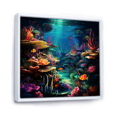 «Blue Underwater Reverie - Coastal Coral Under Water», art mural