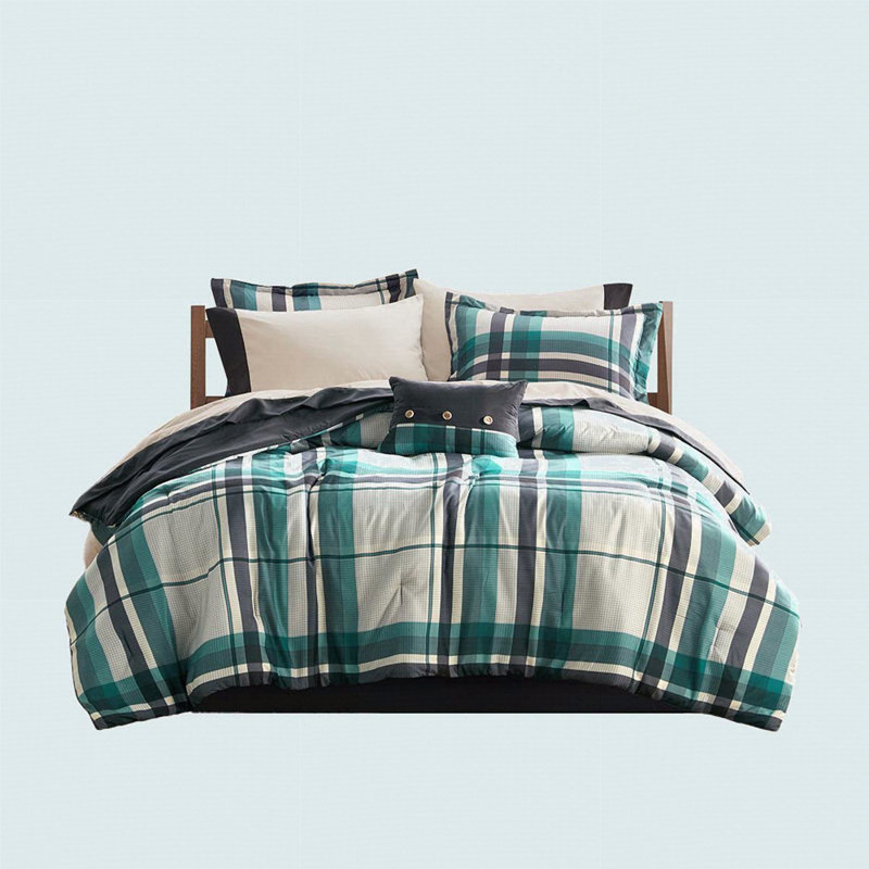 Plaid Comforter Set With Bed Sheets, Queen Comforter + 8 Additional Pieces