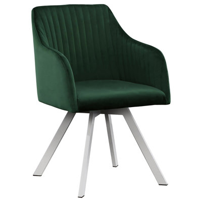 Velvet Upholstered Arm Chair For Dining, Contemporary Style And Rotation Dining Chair, Sleek Design With Swivel Feature