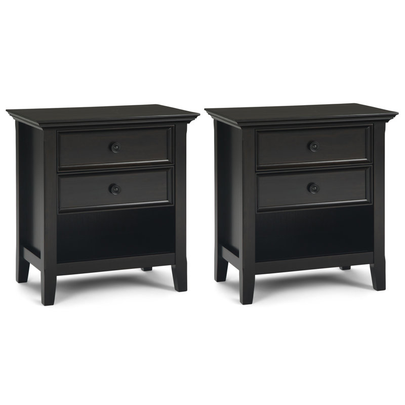 Ensemble de 2 tables de chevet Amherst en bois massif brun Hickory (ensemble de 2), Brun