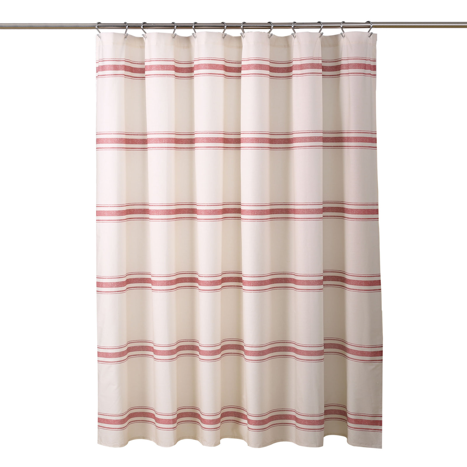 Gilroy Cotton Striped Shower Curtain, Red