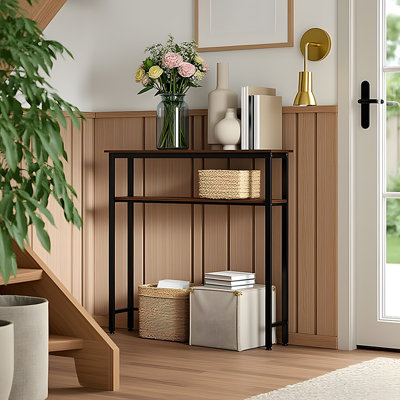 2-Tier Wood-Grain Narrow Console Table
