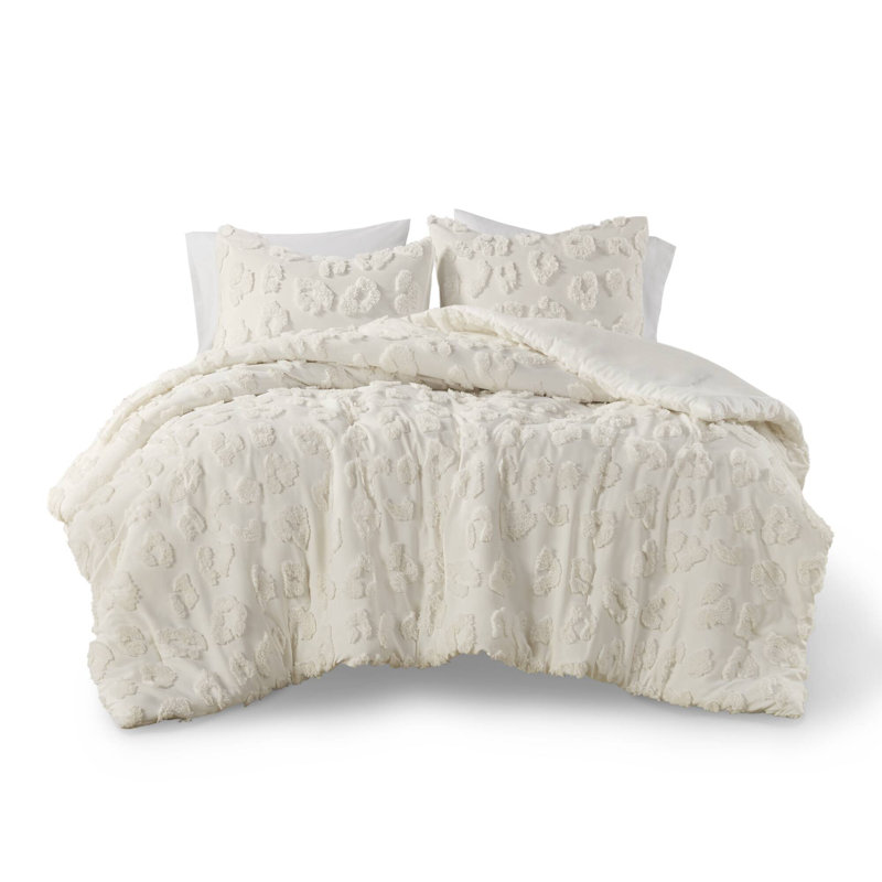 Full Off-White Microfiber Chenille Comforter Set