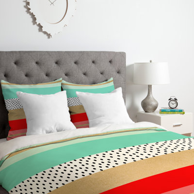 Ensemble de housse de couette en microfibre vert / brun / rouge Elisabeth Fredriksson 3 pièces