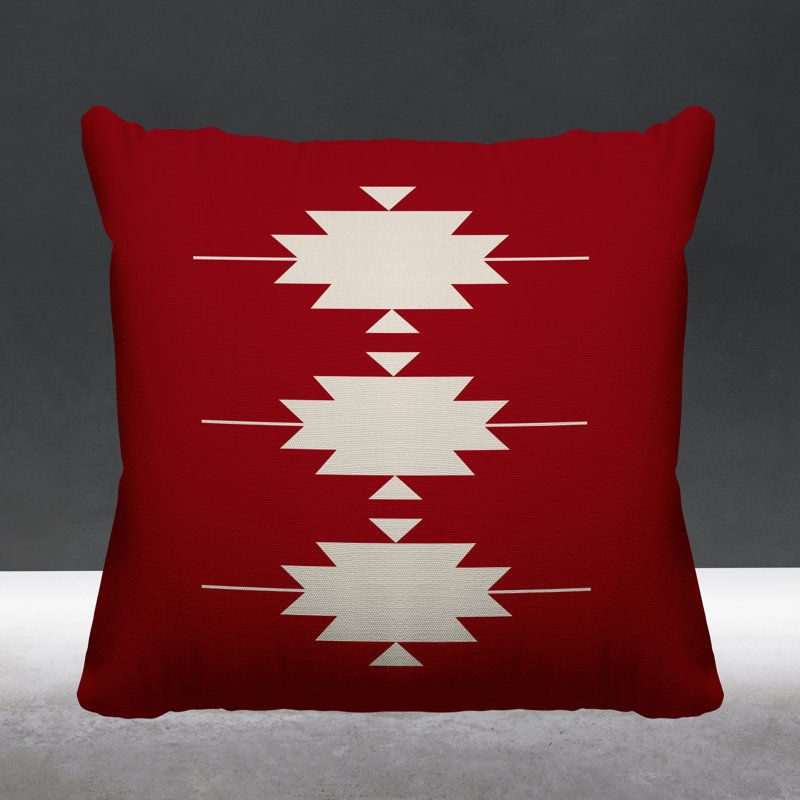Coussin intérieur / extérieur Sike Southwestern, L 17 po x H 17 po, Rouge