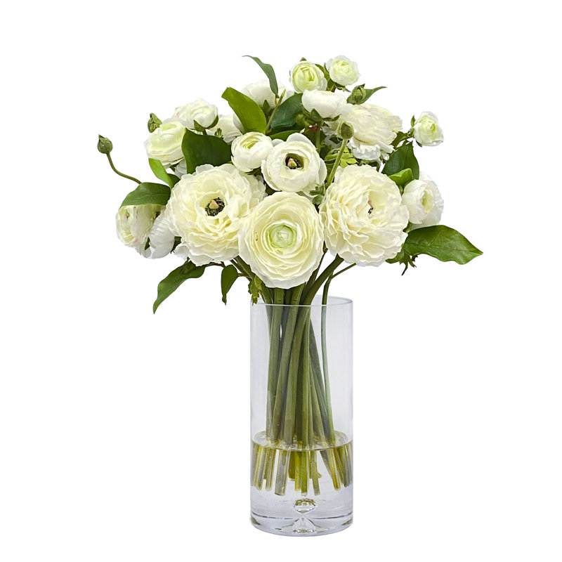 Ranunculus In Tall Glass Vase