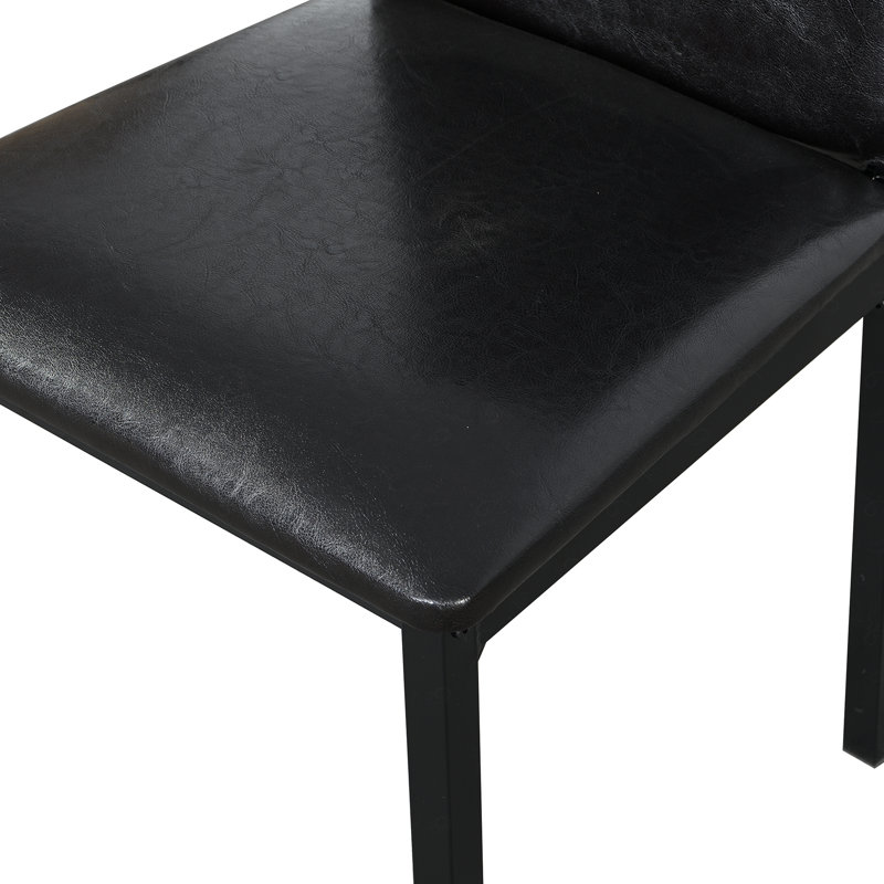 5 Piece Metal Dinette Set with Faux Marble Top - Black,dinning set,table&4 chairs